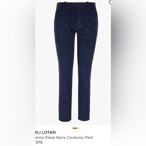 Nili Lotan navy corduroy Jenna sz 8 $375 never worn pristine